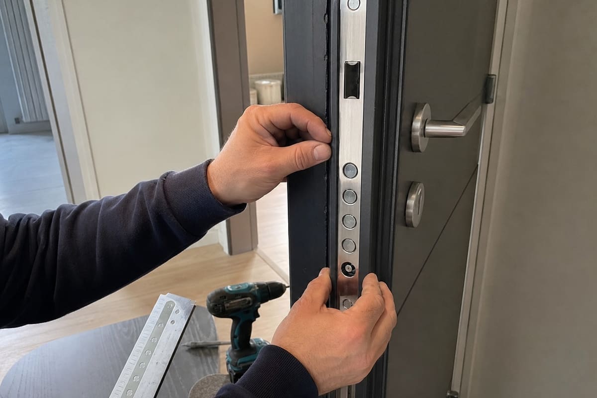 Pose serrure multipoints appartement mains et gabarit